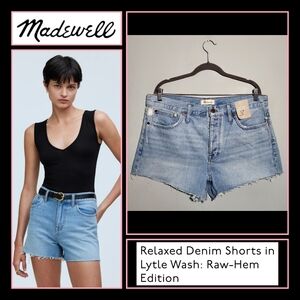 NWT MADEWELL Relaxed Denim Jean Shorts | Size 31 | Light Wash | Raw Hem Cutoff